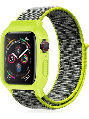 Durukar®   Watch 42MM Hasırlı Cırtcırtlı Kasalı Kordon - Yeşil
