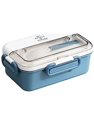 Cekar Store Vagonlife Bento 900ML Lunchbox 1 Katlı 3 Bölmeli Çelik Sefer Tası Yemek Kutusu (Mavi)