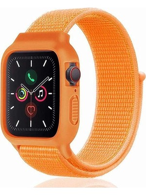 Durukar®   Watch 42MM Hasırlı Cırtcırtlı Kasalı Kordon - Turuncu
