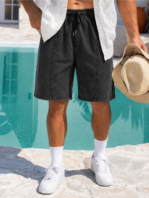 Tarz Cool Premium %100 Pamuk Bağcıklı Erkek Şort – Relax Fit Yazlık Old Money Şort