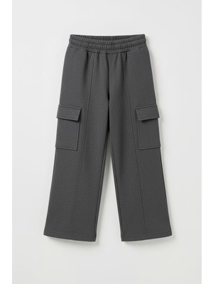 Perendi Kız Çocuk Geniş Paça Kargo Cepli Jogger Eşofman Altı