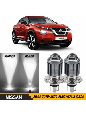 ŞüsCarOto Aksesuar Nissan Juke 2010-2014 Makyajsız Kasa Uyumlu Mercekli Far Ampulü LED Xenon Beyaz Renk Far Şimşek Etkili Csp LED Lamba Uzun Kısa 2 Adet Takım