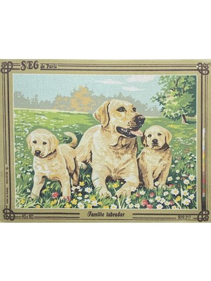 Seg de Paris Seg Baskılı Goblen 929 217 Famille Labrador 45X60CM Tablo Pano