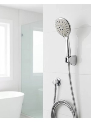 Nevamel® Çok Fonksiyonlu El Duşu Seti Kireç Önleyici Duş Başlığı Spiral Hortum Mafsallı Askı