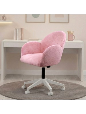 Bellasoft Çalışma Koltuğu Pembe Peluş Kumaş