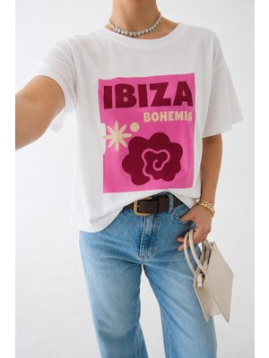Flow Beyaz Baskılı T-Shirt