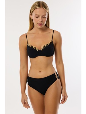 Ayyıldız 4511 Siyah Gold Balkonet Bikini Takımı