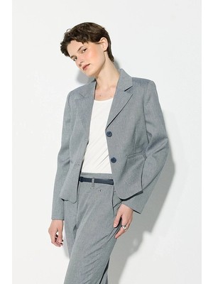 Gusto Iki Düğmeli Koton Keten Blazer Ceket - Lacivert