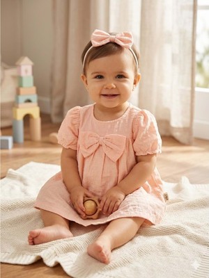 Gültekin Bebe Elci Fiyonklu Taçlı Elbise 1-3 Yaş -4367285 - Somon