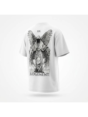 Arda Ege Judgement Unisex Oversize Beyaz T-Shirt