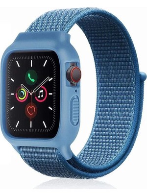 Durukar®   Watch 42MM Hasırlı Cırtcırtlı Kasalı Kordon - Mavi