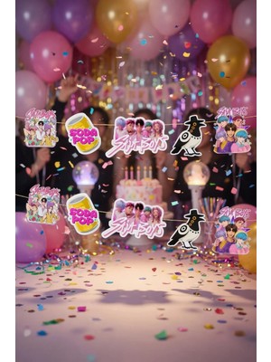 Dodomar K-POP Huntrix Demon Hunters SAJA BOYS Banner 170x16 cm Parti Dekor Süsü