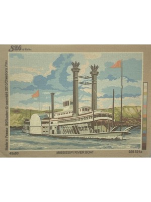 Seg de Paris Seg Baskılı Goblen 929 531 Mississipi River Boat 45X60CM Tablo Pano