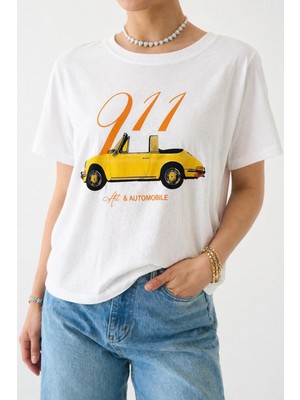 Flow Beyaz Baskılı T-Shirt