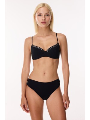 Ayyıldız 4511 Siyah Gümüş Balkonet Bikini Takımı
