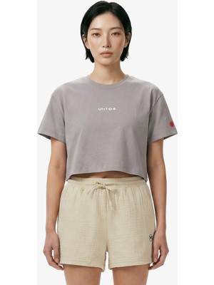 UNITED4 Regular Fit Kadın Gri T-Shirt.GRI