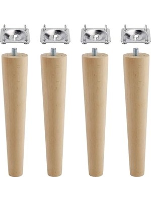 Cekar Store BADEM10 Ahşap Mobilya Koltuk Kanepe Sehpa Masa Ayağı Ayakları M8 Civatalı 20 cm + Bağlantı Aparatlı 8'li Set