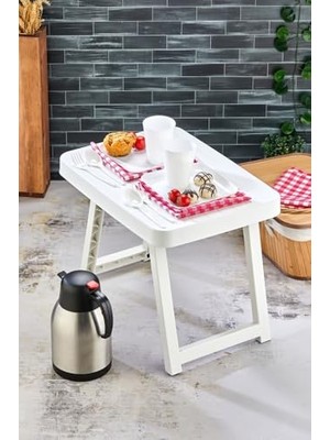 Cekar Store Küçük Boy Katlanır Masa 36 * 49 * 38 cm (Beyaz)