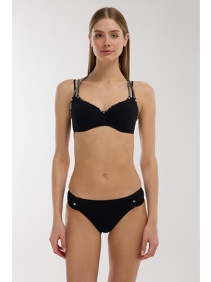 Ayyıldız 4513 Siyah Gümüş Balkonet Bikini Takımı