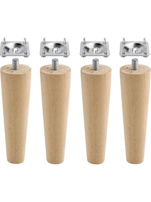 Cekar Store BADEM10 Ahşap Mobilya Koltuk Kanepe Sehpa Masa Ayağı Ayakları M8 Civatalı 12 cm + Bağlantı Aparatlı 8'li Set