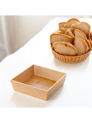 Cekar Store Deconox Bambu Lüx Kare Orta Boy Ekmeklik-Meyvelik 19CM, Bambu Ekmeklik Kare Orta Boy 19CM