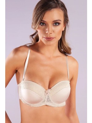 Gala Balconette Foam Cup Lace Bra, Ten Konforlu ve Şık Sütyen, Strapless Mery Woman