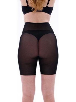 Siyah  2705 Lazer Tül Toparlayıcı Paçalı Boxer Hayalet Korse Mery Woman