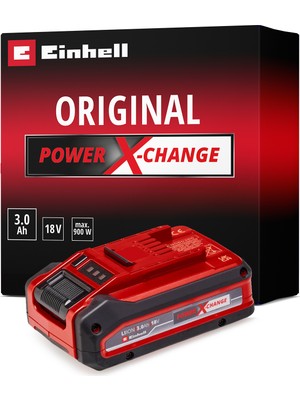 Einhell Orijinal 18 V 3.0 Ah Power X-Change Plus (18 V akü, tüm PXC için çok yönlü, deşarj olmadan, 3 aşamalı LED şarj seviyesi, şarj döngüleri, şarj cihazı olmadan) - 4511501