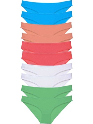 10 Adet Süper Eko Set Likralı Kadın Slip Beyaz Pudra Yeşil Fuşya Mavi Mery Woman