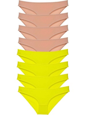 8 Adet Süper Eko Set Likralı Kadın Slip Külot Sarı Ten Mery Woman