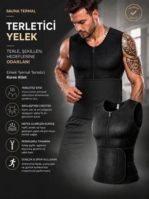 Ankaflex  Fermuarlı Incelticikorse Sauna Yeleği Bel Karın Toparlayıcı Ceket Termal Ayarlanabilir Yelek