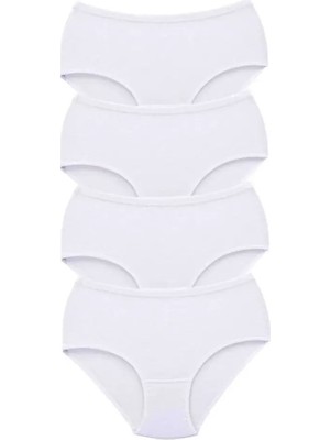 4 Adet Tutku Kadın Yüksek Bel Bato Kalın Lastik Külot Beyaz Mery Woman