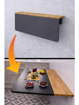 Kydonia Home 60X90 cm Katlanır Açılır Kapanır Duvara Monte Masa Oval Köşeli
