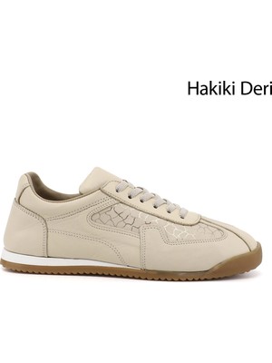 Gönderi(r) Kadın Bej  Lastik Bağcıklı Hakiki Deri Sneaker