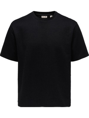 Only & Sons Erkek Jakarlı Bisiklet Yaka Siyah T-Shirt - 22037430