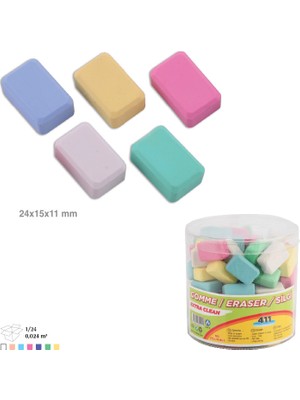 Ark Renkli Mini Silgi Karışık Renk 30 Adet