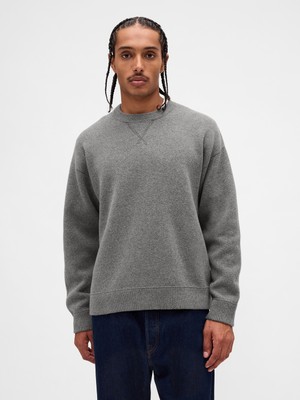 Gap Erkek Gri Heavyweight Cashsoft Bisiklet Yaka Kazak