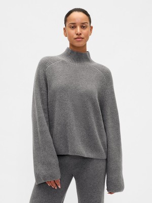 Gap Kadın Gri Cashsoft Shaker Örgü Turtleneck Kazak