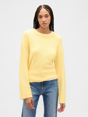 Gap Kadın Sarı Cashsoft Relaxed Crewneck Kazak