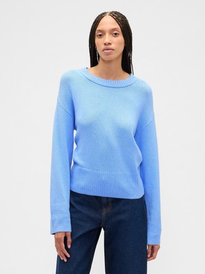 Gap Kadın Açık Mavi Cashsoft Relaxed Crewneck Kazak