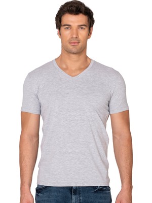 Özkan Underwear Özkan 10273 Erkek %95 Pamuklu Likralı Esnek Rahat V Yaka Kısa Kollu T-Shirt Atlet Fanila