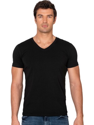 Özkan Underwear Özkan 10273 Erkek %95 Pamuklu Likralı Esnek Rahat V Yaka Kısa Kollu T-Shirt Atlet Fanila