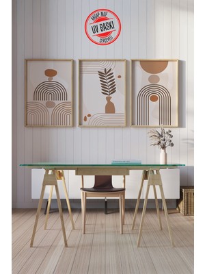 Giftcrea Dekoratif 3’lü Ahşap Tablo Seti | Uv Baskı Çerçeveli Duvar Tablosu V32