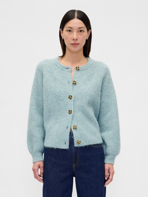 Gap Kadın Açık Mavi Fuzzy Shaker Stitch Hırka