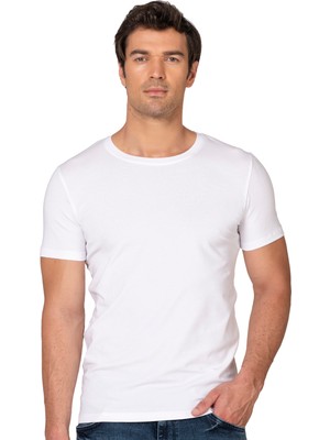 Özkan Underwear Özkan 10265 Erkek %95 Pamuklu Likralı Esnek Rahat Kapalı Yaka Kısa Kollu T-Shirt Atlet Fanila