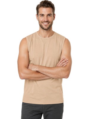 Özkan Underwear Özkan 12472 Erkek Premium Kumaş Pamuklu Modal Nefes Alabilir Rahat Bisiklet Yaka Sıfır Kol T-Shirt