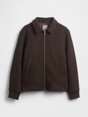 Gap Erkek Kahverengi Wool-Blend Bomber Ceket