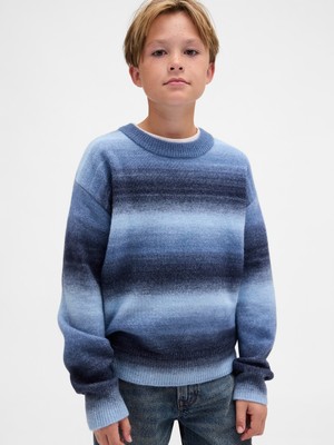 Gap Erkek Çocuk Mavi Space-Dye Relaxed Bisiklet Yaka Kazak