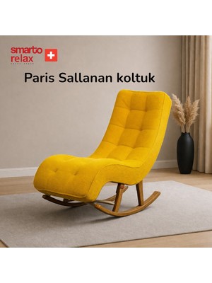 Smarto Relax Dinlenme Koltuğu  –, Sallanan Ergonomik, Teddy Kumaş, Modern Dekoratif Tekli Koltuk (Salon/oturma Odası) (Sarı)