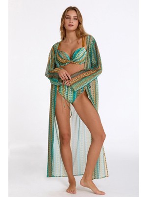 Argento 2106-3018 Kadın Önü Açık Uzun Kaftan Mery Woman